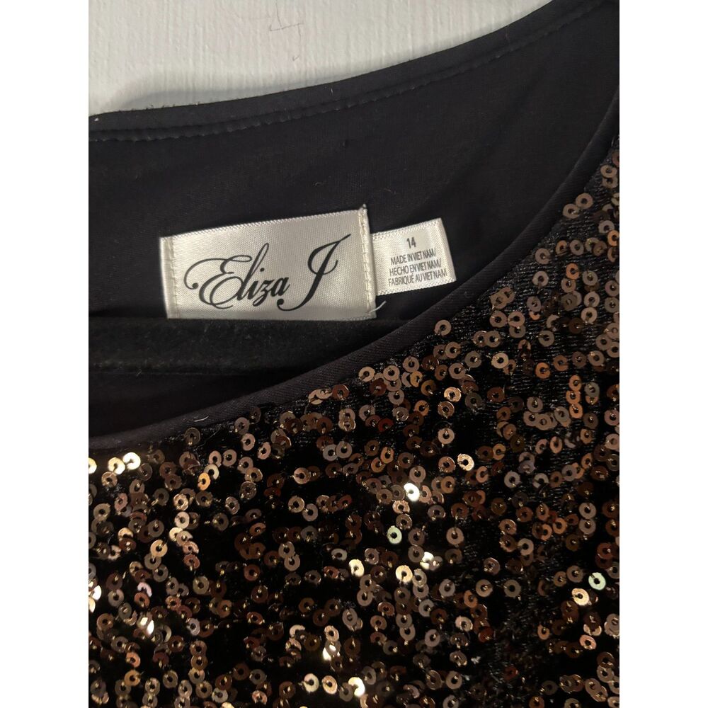 Eliza J Brown Sequin Mini Dress with Cap sleeve Size 14